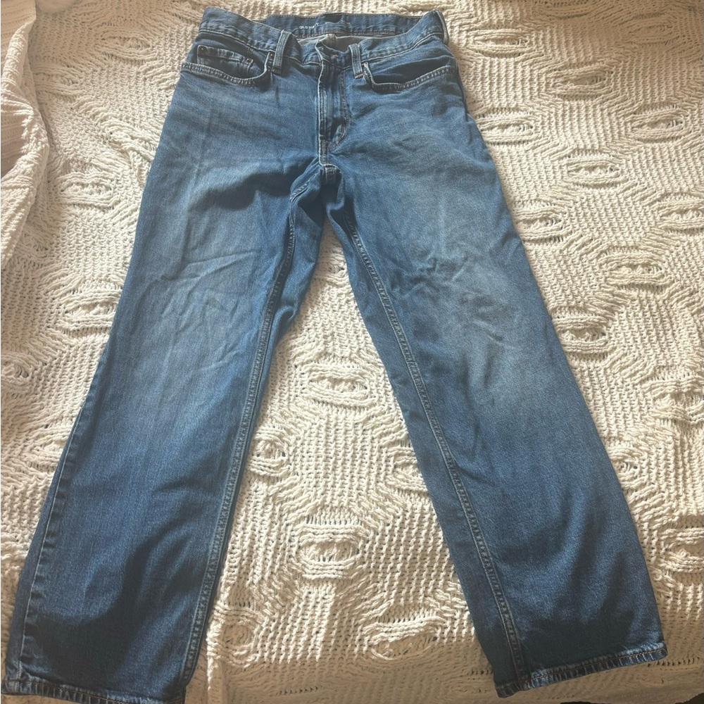Darker washed 30 by 30 men’s loose fit jeans from Old Navy